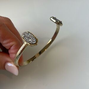 KS Elton Gold Cuff in Platinum Drusy